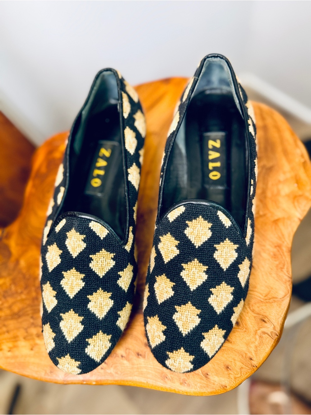 Zalo Gentry "Paris" needlepoint smoking slippers